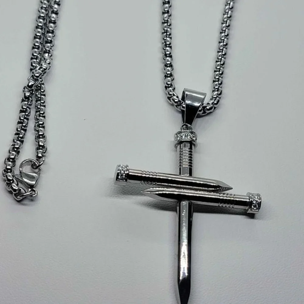 Brand New Stainless Steel Nail Cross with chain